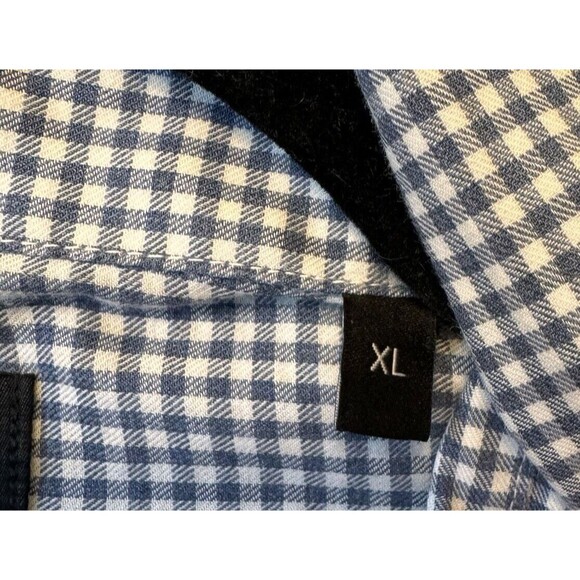 Theory Men's‎ Button Down Shirt XL Blue Gingham 100% Cotton Long Sleeve Collared - Picture 8 of 12